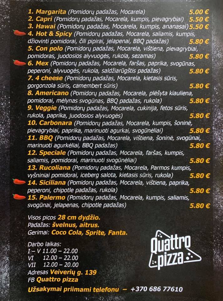 Quattro pizza MENIU